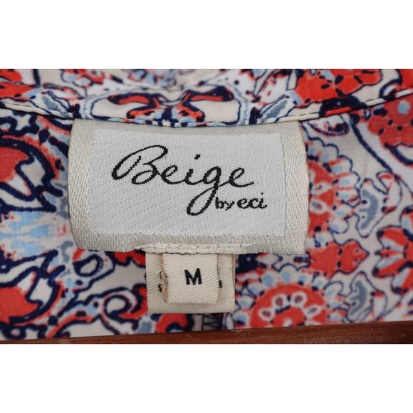 Beige By ECI Women's Button-up Floral Print High Low Sleeveless Blouse Size M - Picture 9 of 11